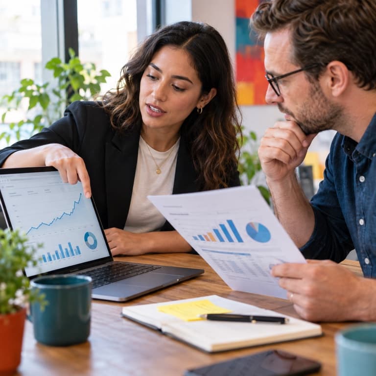 Analyst explaining performance insights to a business owner