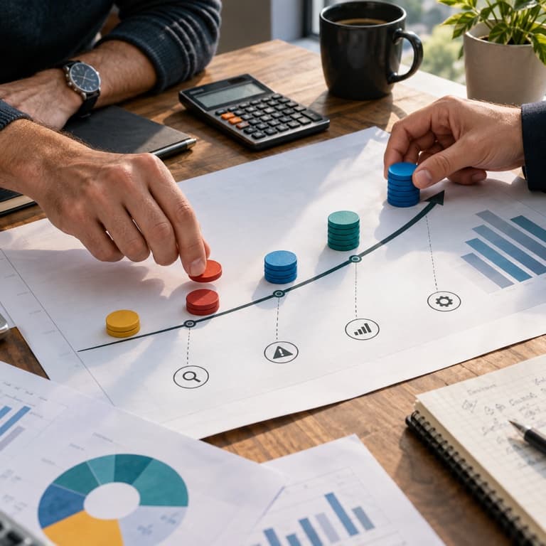 Team planning measured budget increases along a growth curve